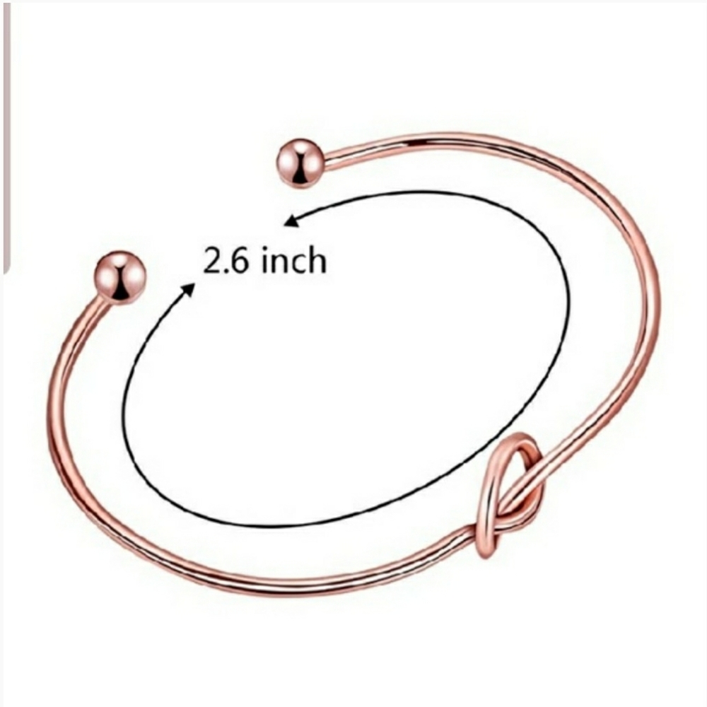 Rose Gold Color Love Knot Open Bangle Bracelet - Picture 2 of 2